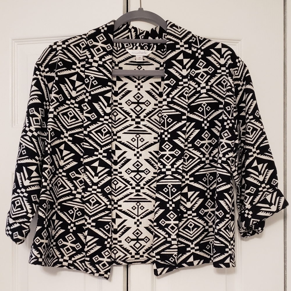 Charming Charlie Black/White Patterned Jacket (Size M)